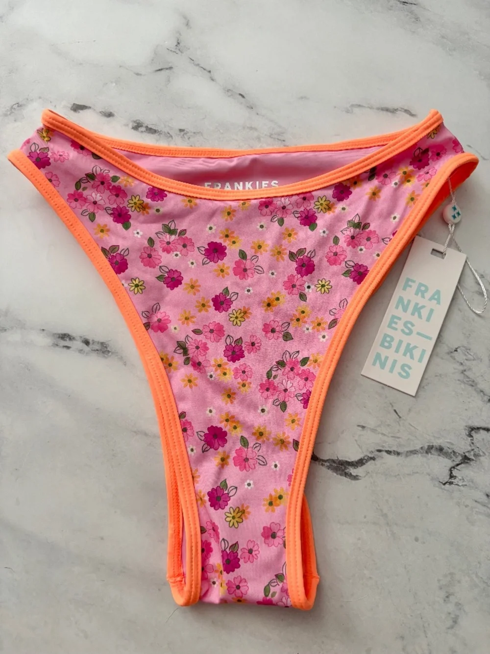 Frankie's Bikini Swim Bikini Bottom Nwt Laura High Waist Cheeky Pink Floral XS